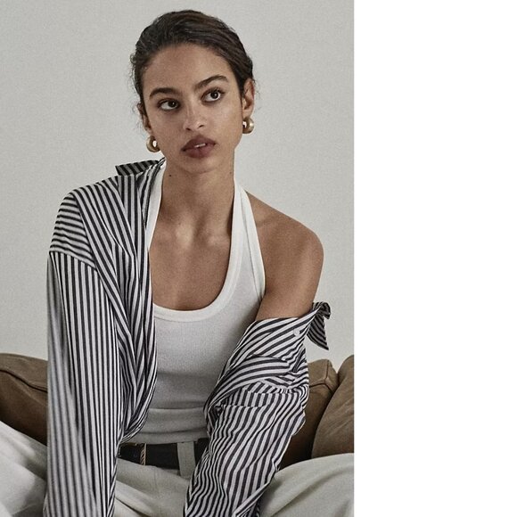 Anthropologie The Bennet Buttondown cotton Shirt buttondown  Maeve M  black new - Picture 7 of 10